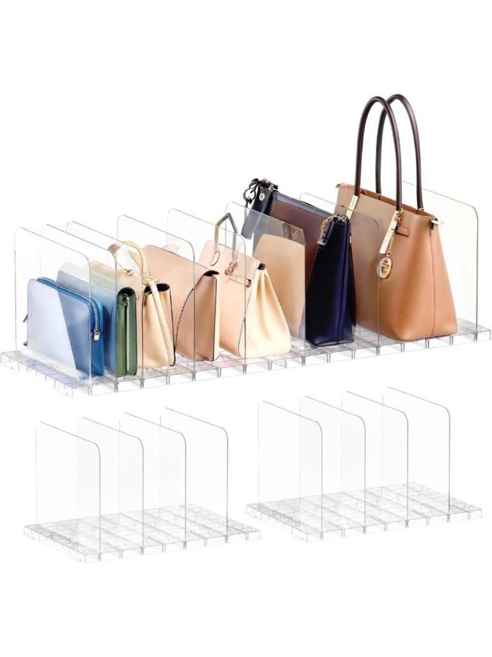 Clear Stackable Purse Organizer Bags for Closet Storage - 2 Pack, Space-Saving